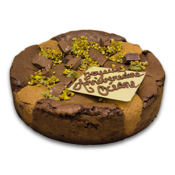 Brookie Anniversaire topping pistache chocolat au lait bymadysson